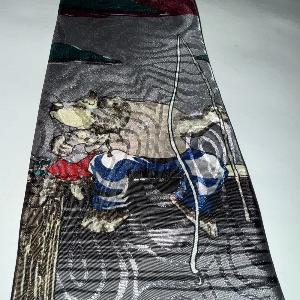 Gone Fishing Hallmark Special Ties Fun Printed Satin Neck‎ Tie